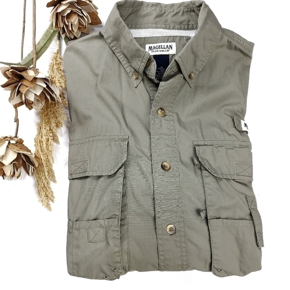 New Magellan Mens Cache Green Outdoor Shirt Med - Picture 14 of 14